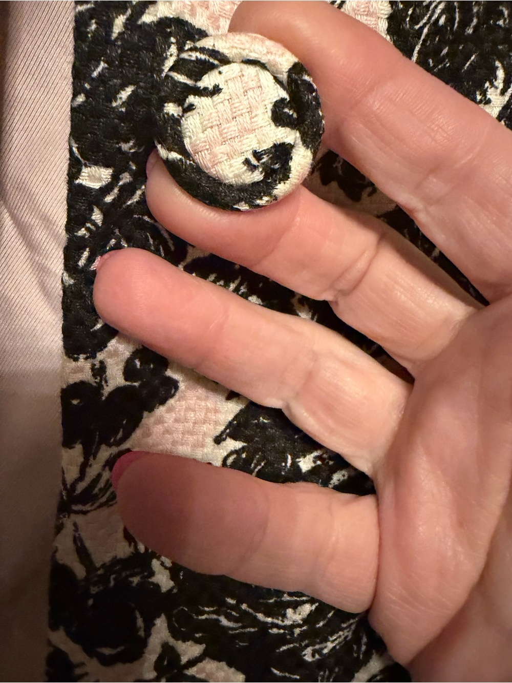 LOFT Black Floral Jacquard Pink-Base Coat - Picture 2 of 9